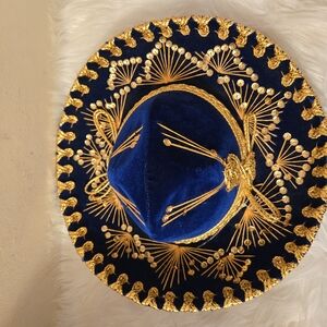 Youth Salazar Yepez Hat Sombrero Mexican Mariachi Royal Blue Gold